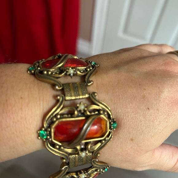 EDWARDIAN SELRO Vintage bronze and orange Bracelet 7 inches 🧡 HOST PICK - Picture 4 of 8